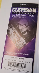 2019 Clemson Tigers Football Collectible Ticket Stub Georgia Tech August 29 - Picture 1 of 2