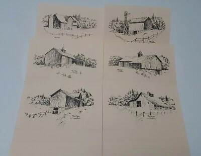 JUEGO 6 TARJETAS DE BILLETES DOBLADOS EN BLANCO GRANEROS DEL NORTE DE DAKOTA MARILYN FISCHER BERLIN N.D. Foto 1 de 3