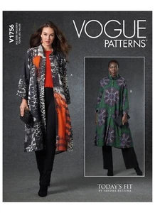 Vogue 1756 EASY All Size Loose Duster Jacket Trench Coat Stand Up Collar Pattern - Picture 1 of 5