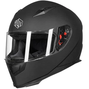ILM Refurbish Matte Black Full Face Motorcycle Helmet with Neck Scarf Winter DOT - Picture 1 of 19