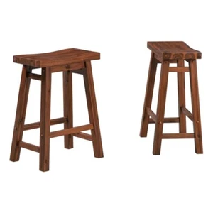 Boraam Sonoma Saddle Counter Height Stool Chestnut Wire-Brush Set of 2 - Picture 1 of 8