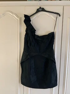 Belle By Oasis Little Black Dress Wiggle Mini Size 14/40 One Shoulder - Picture 1 of 7