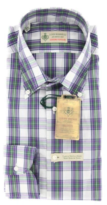 Camisa xadrez Luigi Borrelli roxa - Extra fina - (GB8705) - Imagem 1 de 4