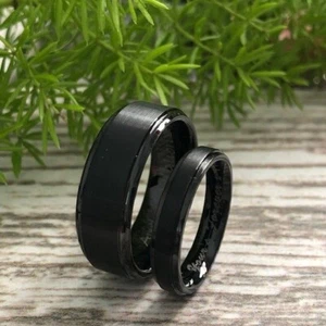 His and Her Titanium Rings, Personalized Engrave Anniversary Ring, Promise Ring - Picture 1 of 7