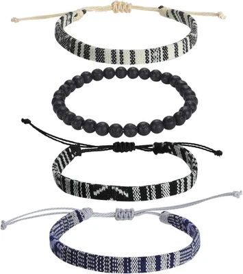 Conjunto de Pulsera de Playa Hombre Mujer Surfista Hombre Pulsera Trenzada Verano Pulseras Algodón Foto 1 de 4