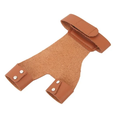 .Archery Shooting Glove Brown Hand Guard PU Leather 2 Finger Protector Left Hand - Image 1 of 4