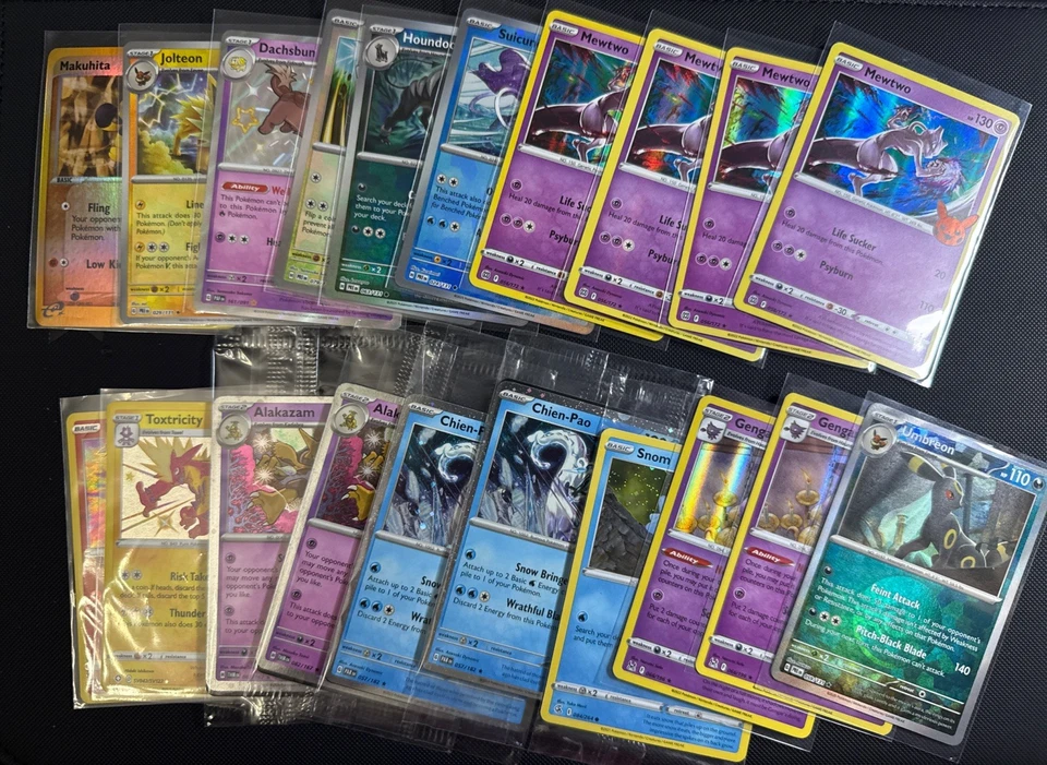 20 Pokémon Holo + Poké Ball Pattern (Umbreon Poké Ball Holo) Gengar Mewtwo - Image 1 of 1