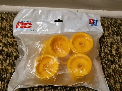 Tamiya #9335036 RC 4-PACK Wheel Set in Yellow for Lunch Box or Midnight Pumpkin - Image 1 of 2