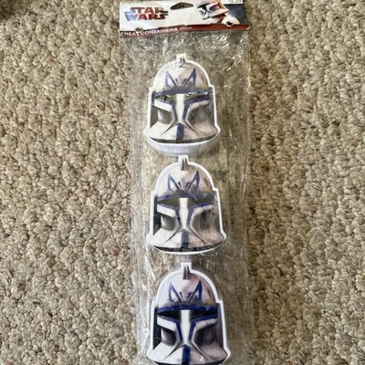 ¿Nuevo en paquete raro? Star Wars 3 Counts Treat Containers Clone Trooper 2009 Pascua Foto 1 de 3