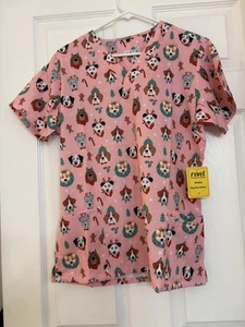 Revel puppy Christmas scrub top, large - Picture 1 of 2