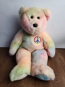 De colección 1999 Beanie Buddies Colección TY 15" Peluche Peace The Teddy Bear - Imagen 1 de 9