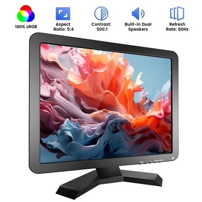 17in 1280*1024 HD TFT LCD Monitor Screen AV HDMI BNC VGA USB CCTV Gaming Display - Image 1 of 4