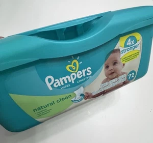 Pampers Baby Wipes Dispenser Empty Pop Up Container Blue Green - Picture 1 of 11