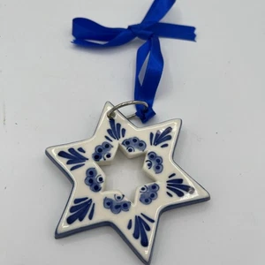 Delfter blau weiß Porzellan Stern Ornament 3,5" - Bild 1 von 3
