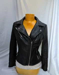 Michael Kors Leather Jacket asymmetrical Zip Moto 77G345M62 8/10 S RRP £490 - Picture 1 of 10