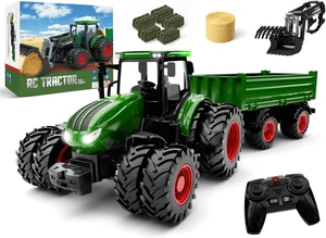Remote Control Tractor Toy, Kids RC Tractor Set & Truck and Trailer Front Loader - Picture 1 of 12