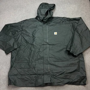 Carhartt Jacket Adult 3XL XXXL Green Polyvinyl Chore Work Hood Rain Coat Mens* - Picture 1 of 9