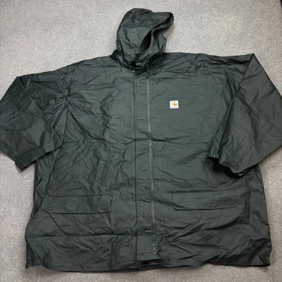 Carhartt Jacket Adult 3XL XXXL Green Polyvinyl Chore Work Hood Rain Coat Mens* - Image 1 of 4