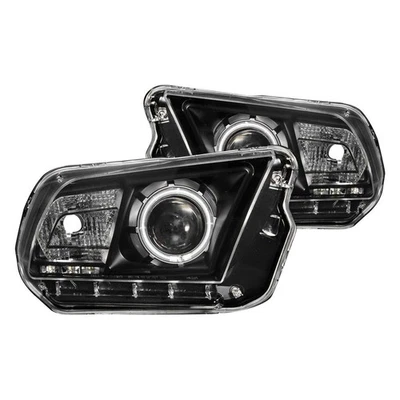 For Ford Mustang 10-14 Headlights Driver & Passenger Side Black CCFL Halo - Image 1 of 4