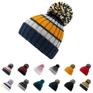 Cappelli Beanie Foderati Bobble Pom Uomo Donna Unisex Inverno Sci Lavorato a Maglia - Foto 1 di 26