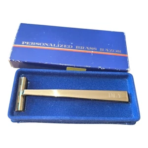 Rasoio da barba vintage AVON personalizzato OTTONE MASSICCIO 1984 inciso - Foto 1 di 6