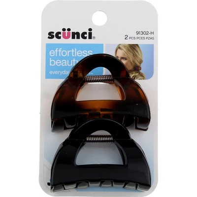 Scunci Effortless Beauty Everyday Fashion Hair Clips, Tortoise and Black, 2 Ct - Изображение 1 из 2
