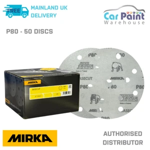 Mirka Basecut P80 Grit 150mm DA H&L Sanding Discs 50pk 6" Paper Abrasive Grit - Picture 1 of 10