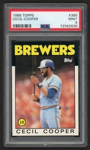 1986 TOPPS CECIL COOPER #385 MILWAUKEE BREWERS GREAT COOP PSA 9 MINT