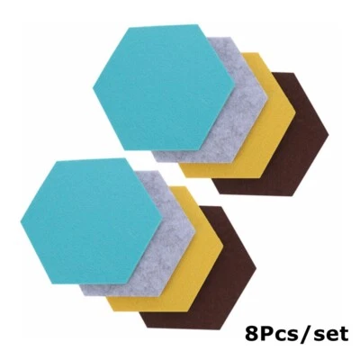 8X Adhesive Felt Cork Board Tiles Hexagon Push Pin Board 14x12cm Wall Decoration - Image 1 of 4