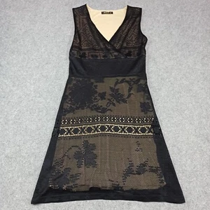 Desigual Vestido Mujer Talla M-38 Negro Beige Encaje Corto Forro Floral 72V2GT5 - Imagen 1 de 12