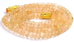 3-4MM Natural Light Citrine Faceted Beads Beaded Necklace Strand Jewelry - Picture 1 of 3