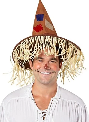 Scarecrow Costume Hat Adult Straw Patches Wizard Silly Brown Teen Oz NEW - Image 1 of 4