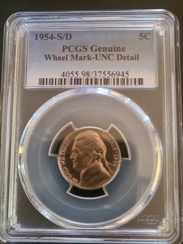 1954-S/D Jefferson Nickel - PCGS Uncirculated Details free shipping Cover