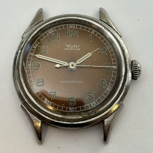 Broken Vintage Wyler Incaflex Military Stainless Steel 32mm Copper Brown Dial - Picture 1 of 6