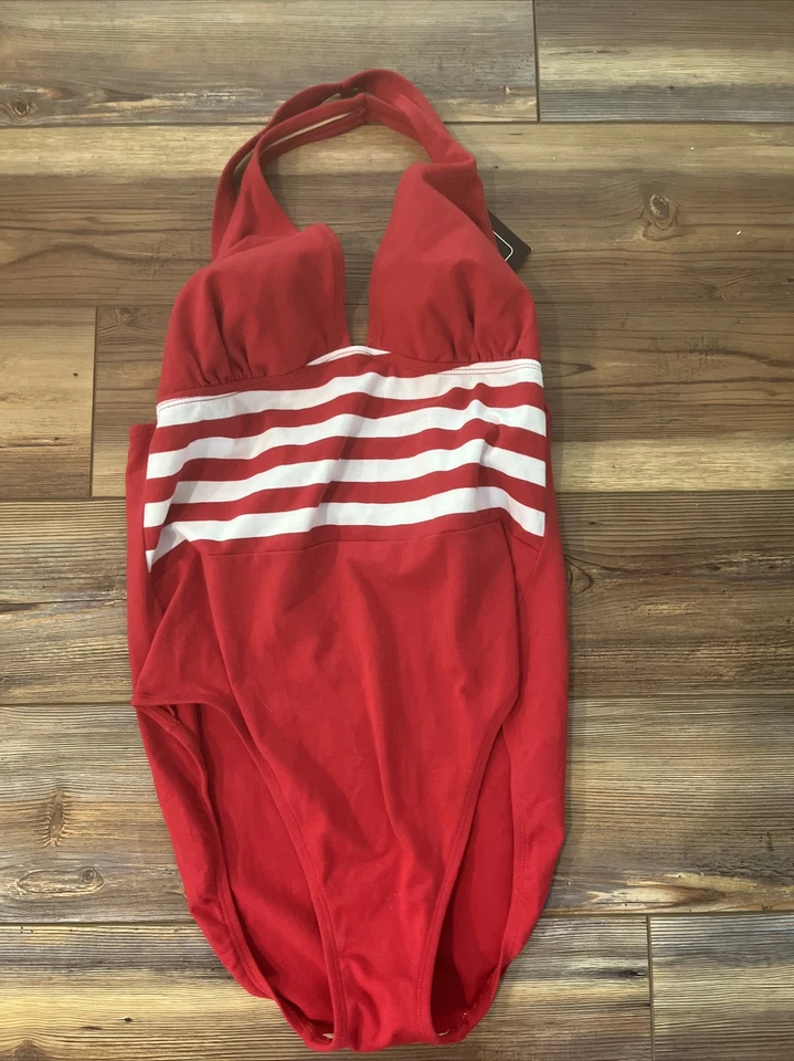 NEWPORT NEWS women's Red And White Unlined ONE-PIECE Swimsuit* 16 - Image 1 of 4