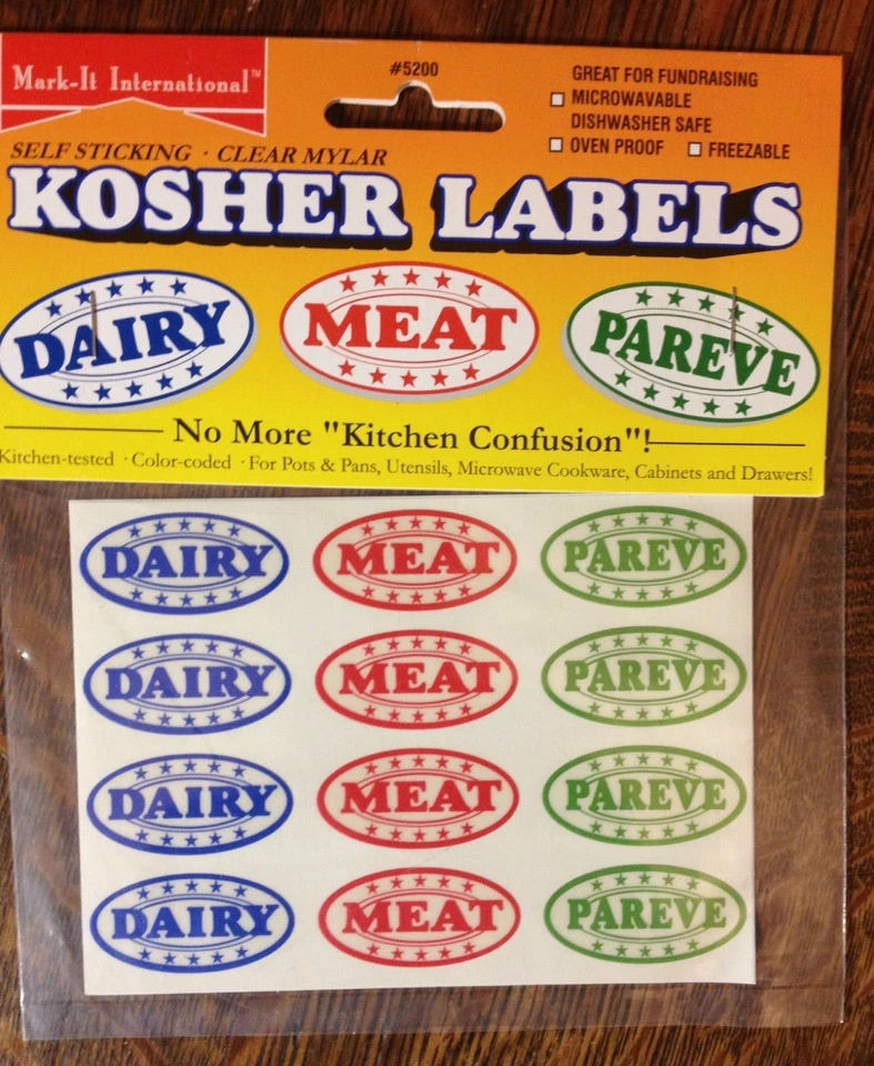 Kosher 24 stickers Kitchen Labels Sticker Meat Dairy Pareve IN STOCK AAAAAA