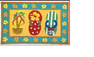 Jelly Bean Beach Sandals Colorful Coastal Indoor Outdoor Washable Rug, 22" x 34" - Picture 1 of 1