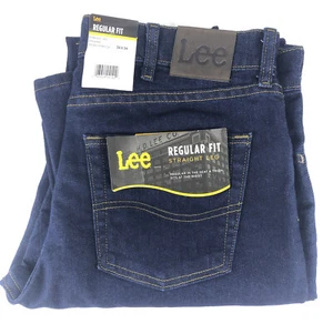 Lee Men's Regular Fit Jeans Indigo Stretch 34W x 34L Blue Straight Leg - Picture 1 of 15