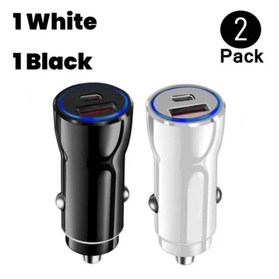 Paquete de 2 adaptadores de cargador de coche súper rápidos con puerto USB-C PD para iPhone Samsung Android Foto 1 de 4