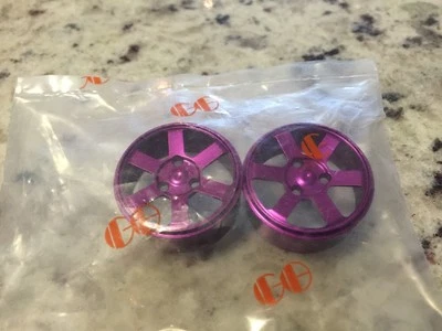GOLDEN HORIZON FRONT 6 SPOKE WHEELS RC HPI MICRO RS4 PURPLE ALUMINUM RIMS - Image 1 of 2