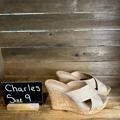 Sandalias de cuña para mujer Charles By David Charles Latrice color topo imitación gamuza talla 9 M Foto 1 de 4