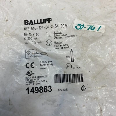 BALLUFF BES 516-324-E4-C-S4-00,5 INDUCTIVE PROXIMITY SWITCH 10-30VDC 200mA - Image 1 of 4