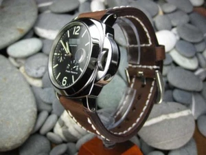 Nueva correa de reloj marrón de cuero de vaca suave de 26 mm puntada blanca para PANERAI 26 R - Imagen 1 de 7