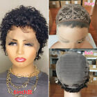 Small black curly wig wig female short curly human hair head lace wig