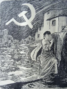 1944 Original Print WW2 RED ARMY DAY - GERMANY HITLER & RUSSIAN SICKLE & HAMMER - Picture 1 of 2