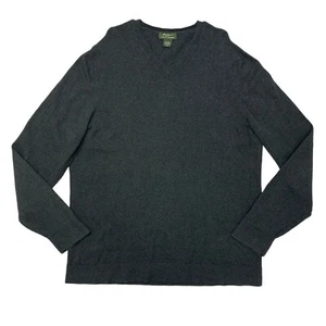 Eddie Bauer Sweater Mens TXL Tall Gray V Neck Pullover Cotton Cashmere Blend - Picture 1 of 12