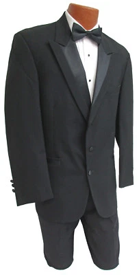 Chaqueta de esmoquin negra Perry Ellis para hombre con solapas de pico satinado boda graduación albañil  Foto 1 de 4