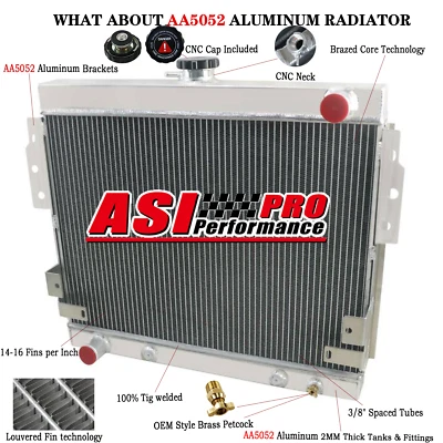 4 Rows Aluminum Radiator Fits 1975-1978 1976 1977 Ford Mustang II 5.0L V8 AT. Foto 1 de 4