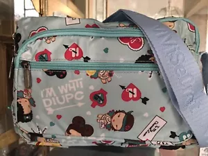 Neu HARAJUKU LOVES Babyblau Nylon wandelbare wasserdichte Umhängetasche - Bild 1 von 3