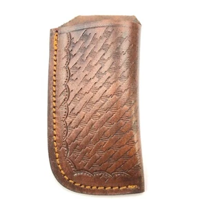 Leather Pocket Knife Sheath Tooled Basketweave 5-3/4" X 3" 4821-LM - Picture 1 of 2